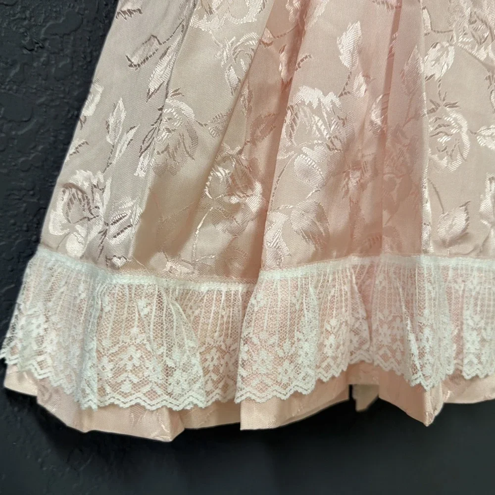 Vintage Handmade Toddler Girls Pink Floral Lace Party Dress‎ Pageant Holiday